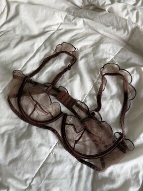 FashioNova Sheer Underwire Bra - Brown